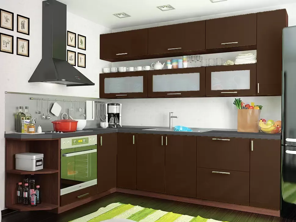 Коричневая угловая кухня Color-MIX VIP-Master 2600x1900