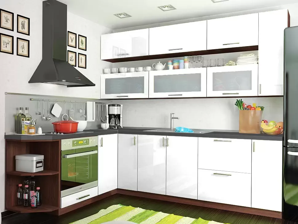 Белый металлик угловая кухня Color-MIX VIP-Master 2600x1900