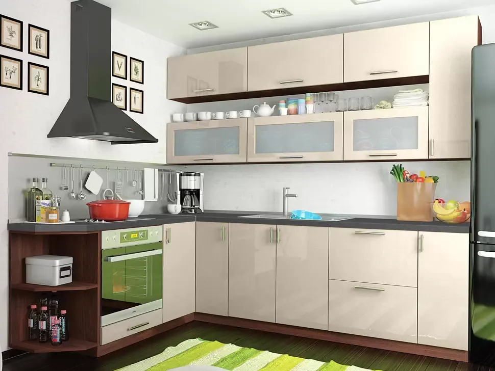 Кремовый металлик угловая кухня Color-MIX VIP-Master 2600x1900