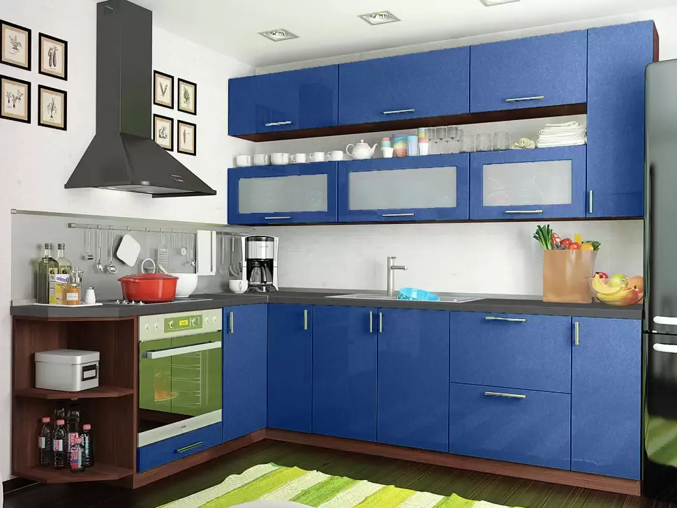 Синий металлик угловая кухня Color-MIX VIP-Master 2600x1900