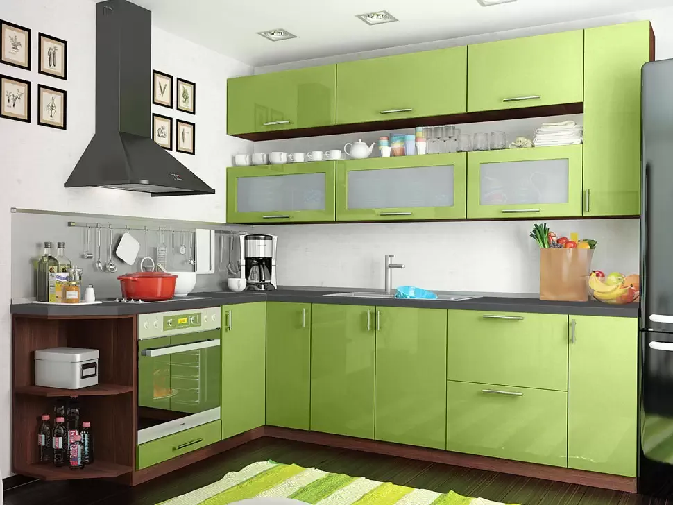 Оливковый металлик угловая кухня Color-MIX VIP-Master 2600x1900