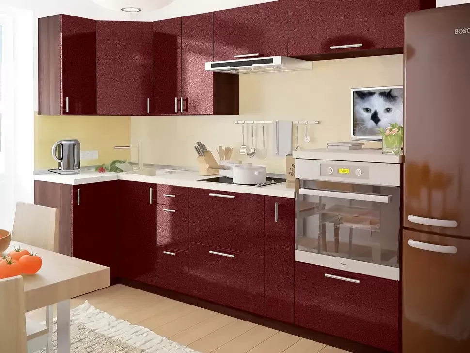 Бордо Металік Кутова кухня Мода 2,8×1,0 м Віп-Майстер Бордо Металік Кутова кухня Мода 2,8×1,0 м Віп-Майстер