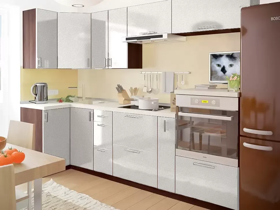 Срібло NEW Металік Кутова кухня Мода 2,8×1,0 м Віп-Майстер Срібло NEW Металік Кутова кухня Мода 2,8×1,0 м Віп-Майстер