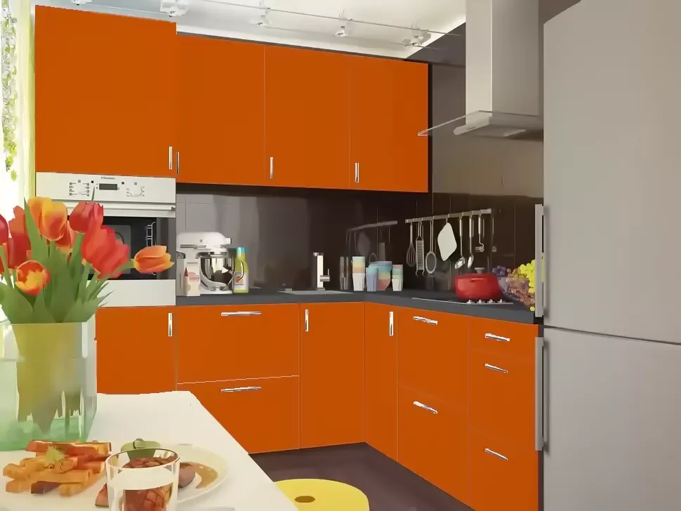Помаранчевий Кутова кухня Мода 2,0×2,2 м (з пеналом) Віп-Майстер Помаранчевий Кутова кухня Мода 2,0×2,2 м (з пеналом) Віп-Майстер