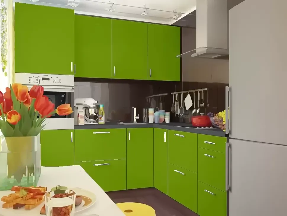 Грін Кутова кухня Мода 2,0×2,2 м (з пеналом) Віп-Майстер Грін Кутова кухня Мода 2,0×2,2 м (з пеналом) Віп-Майстер