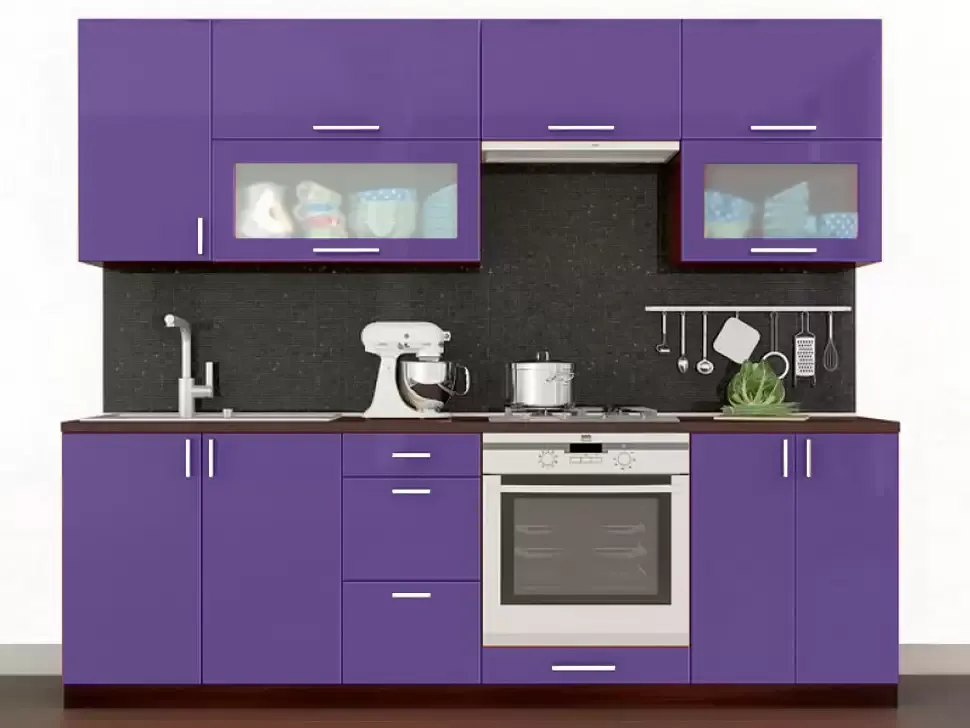 Сиреневая прямая кухня Color-MIX VIP-Master 2.4 метра Сиреневая прямая кухня Color-MIX VIP-Master 2.4 метра