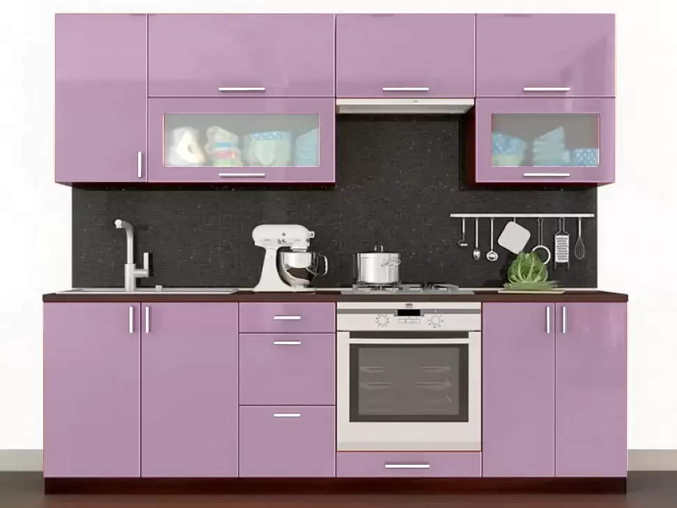 Розовая прямая кухня Color-MIX VIP-Master 2.4 метра Розовая прямая кухня Color-MIX VIP-Master 2.4 метра