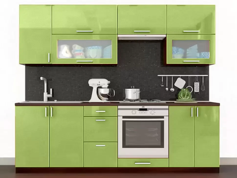 Оливковая металлик прямая кухня Color-MIX VIP-Master 2.4 метра Оливковая металлик прямая кухня Color-MIX VIP-Master 2.4 метра