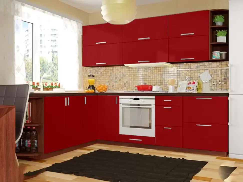 Красная угловая кухня Color-MIX VIP-Master 2600x2100 Красная угловая кухня Color-MIX VIP-Master 2600x2100