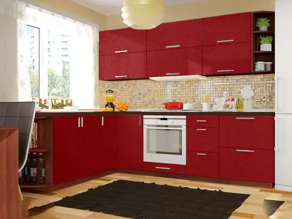 Красный металлик угловая кухня Color-MIX VIP-Master 2600x2100 Красный металлик угловая кухня Color-MIX VIP-Master 2600x2100