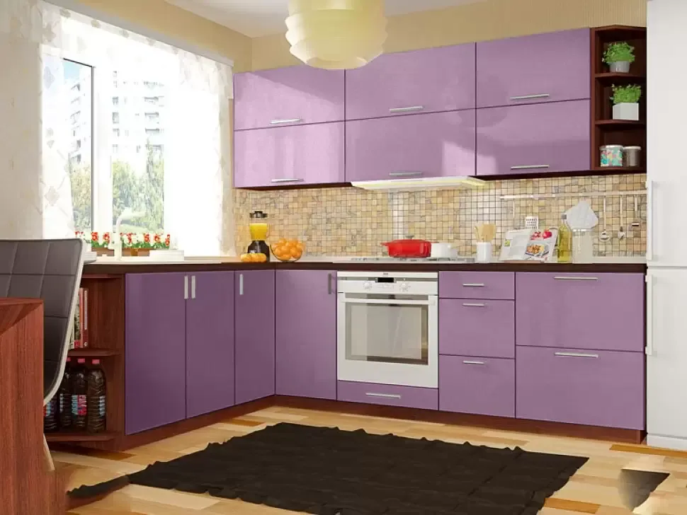 Сиреневый металлик угловая кухня Color-MIX VIP-Master 2600x2100 Сиреневый металлик угловая кухня Color-MIX VIP-Master 2600x2100
