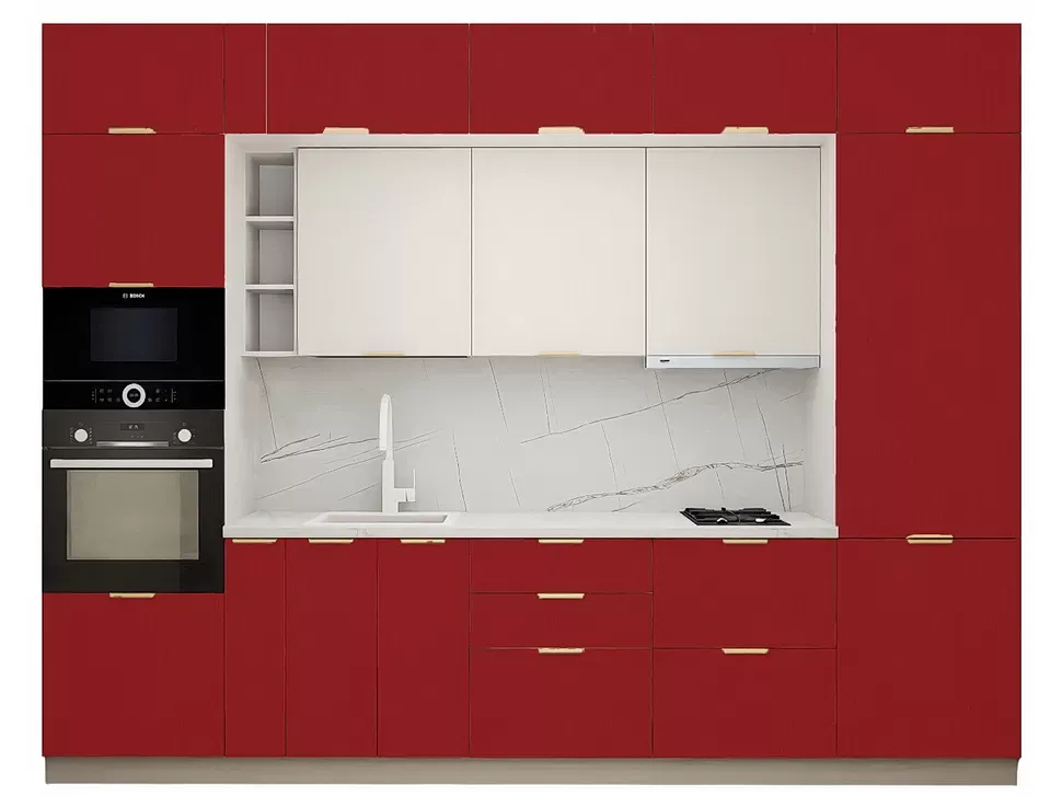 LuxeForm 38 Мм, Кайенский Перец Модульная кухня Acryl 3,2 м фасады LuxeForm Рост LuxeForm 38 Мм, Кайенский Перец Модульная кухня Acryl 3,2 м фасады LuxeForm Рост