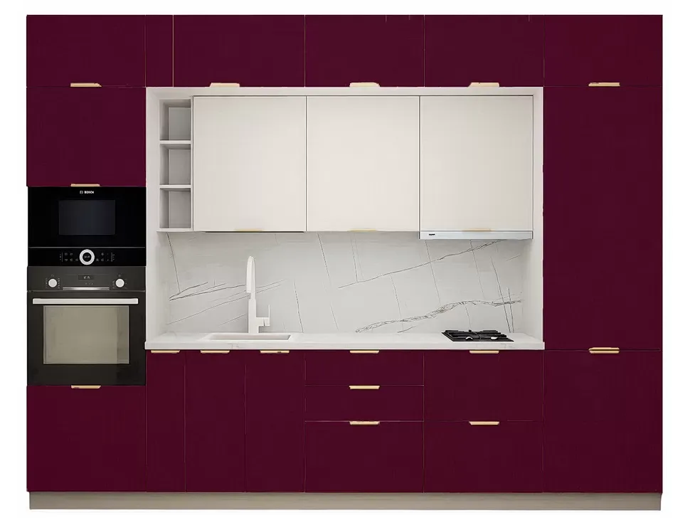 LuxeForm 38 Мм, Сливовый Модульная кухня Acryl 3,2 м фасады LuxeForm Рост LuxeForm 38 Мм, Сливовый Модульная кухня Acryl 3,2 м фасады LuxeForm Рост