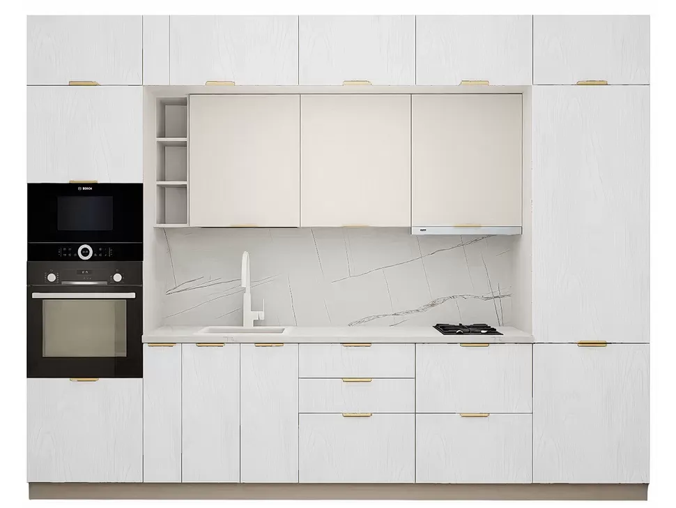 LuxeForm 38 Мм, Белый Модульная кухня Acryl 3,2 м фасады LuxeForm Рост LuxeForm 38 Мм, Белый Модульная кухня Acryl 3,2 м фасады LuxeForm Рост