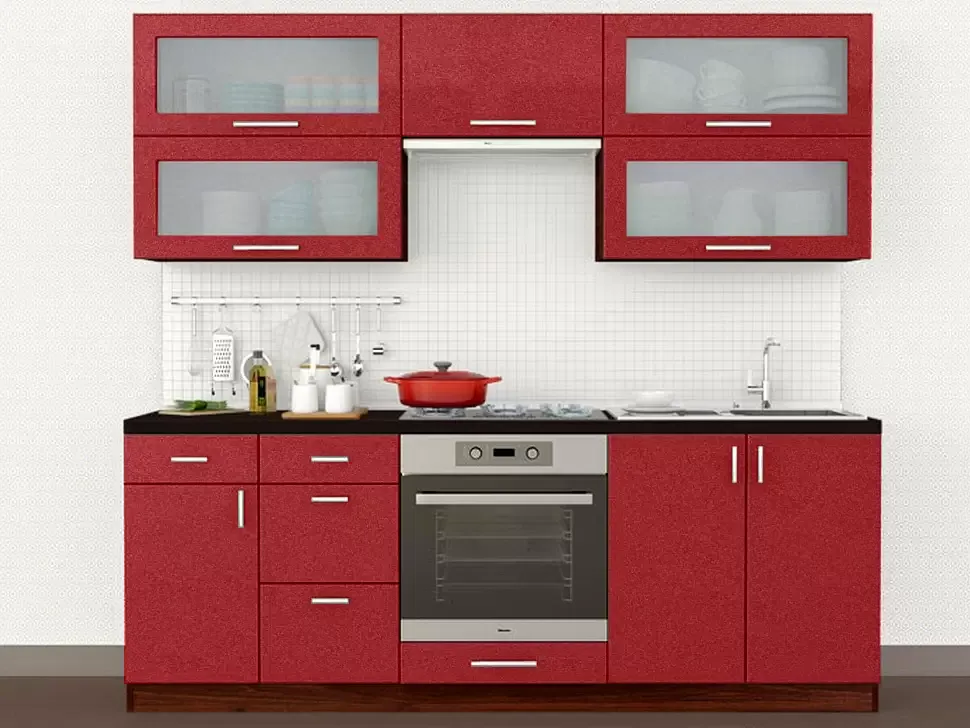 Красный металлик прямая кухня Color-MIX VIP-Master 2.2 метра Красный металлик прямая кухня Color-MIX VIP-Master 2.2 метра
