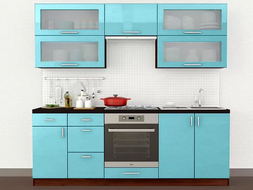 Голубой металлик прямая кухня Color-MIX VIP-Master 2.2 метра Голубой металлик прямая кухня Color-MIX VIP-Master 2.2 метра