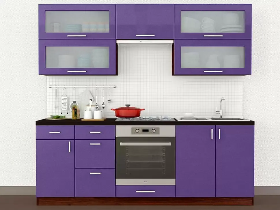 Фиолетовый металлик прямая кухня Color-MIX VIP-Master 2.2 метра Фиолетовый металлик прямая кухня Color-MIX VIP-Master 2.2 метра