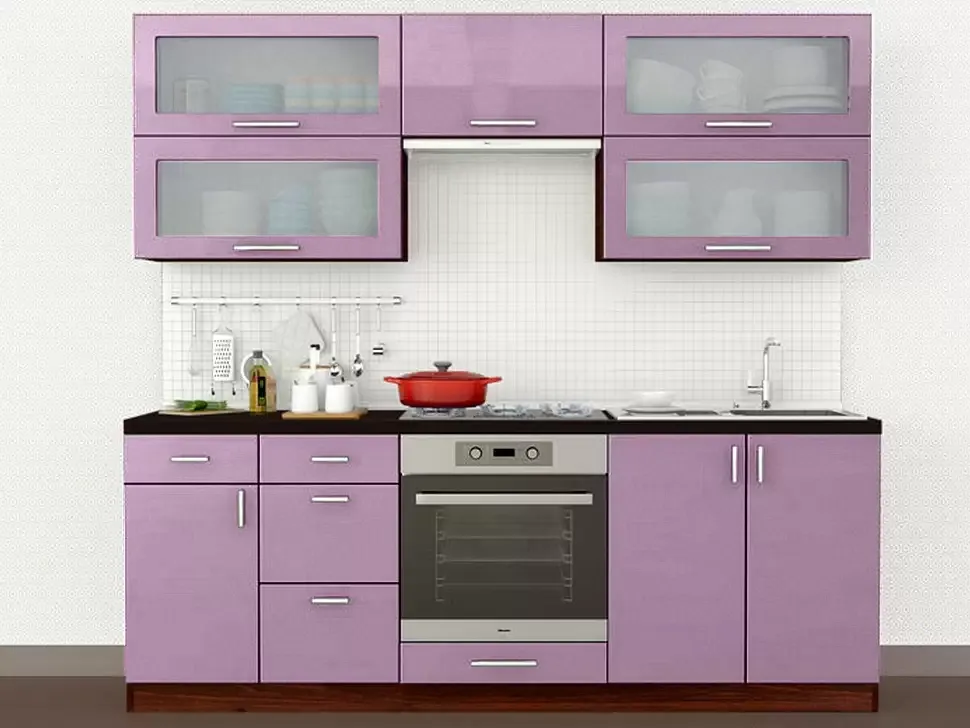 Розовый металлик прямая кухня Color-MIX VIP-Master 2.2 метра Розовый металлик прямая кухня Color-MIX VIP-Master 2.2 метра
