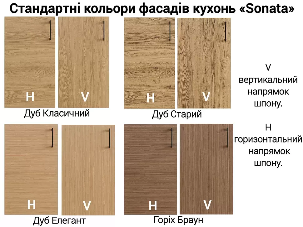 Стандартні кольори фасадів кухонь «Sonata» Стандартні кольори фасадів кухонь «Sonata»
