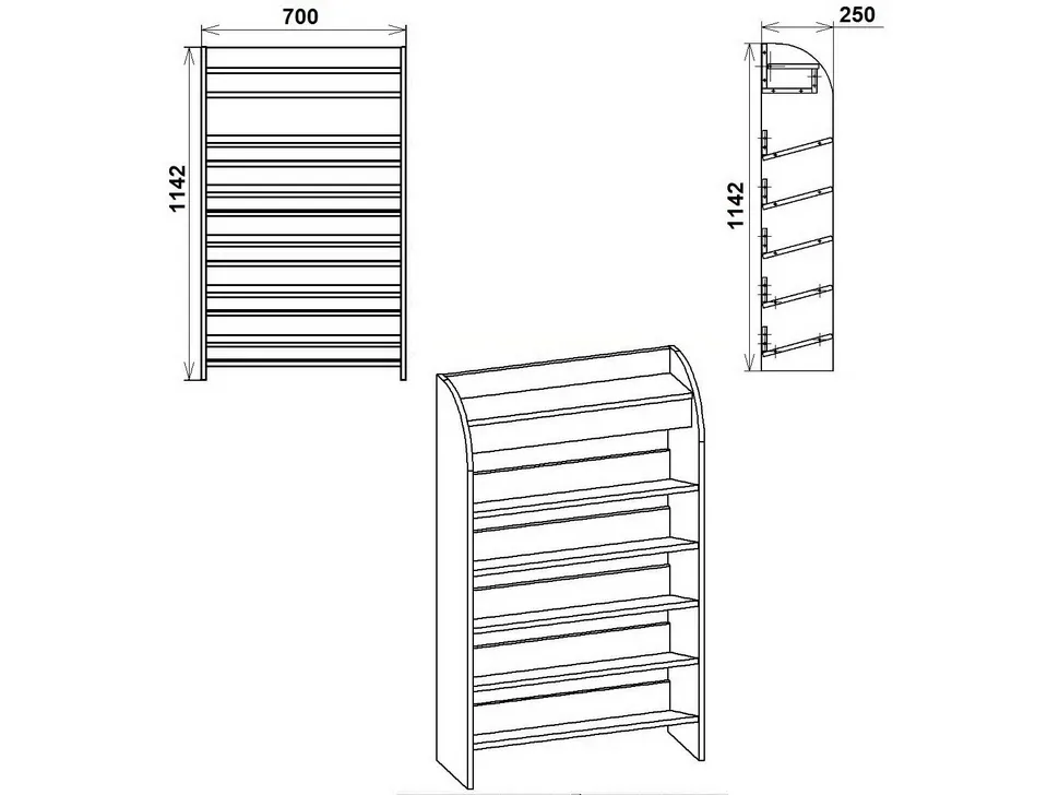 Размеры тумба под обувь ТО-10 NEW мебельной фабрики Компанит