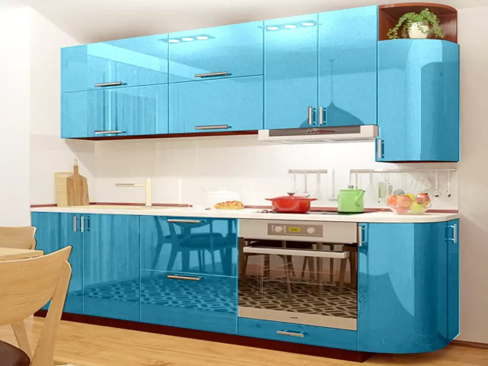 Голубой металлик кухня Color-MIX VIP-Master 2.3 метра