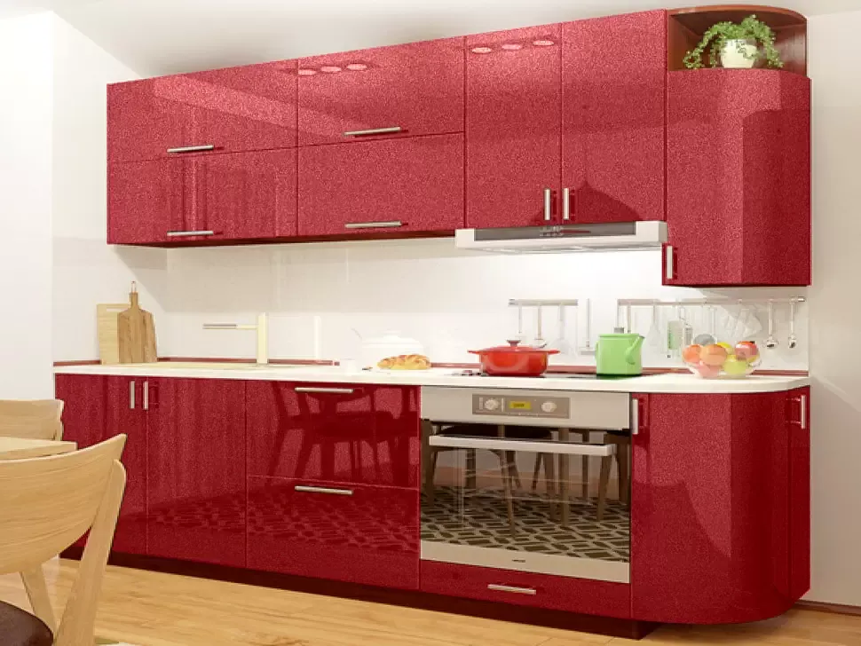 Красный металлик кухня Color-MIX VIP-Master 2.3 метра