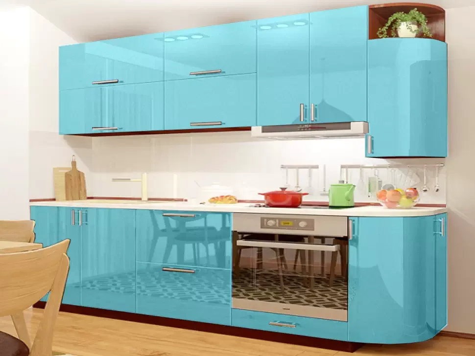 Голубой металлик кухня Color-MIX VIP-Master 2.3 метра