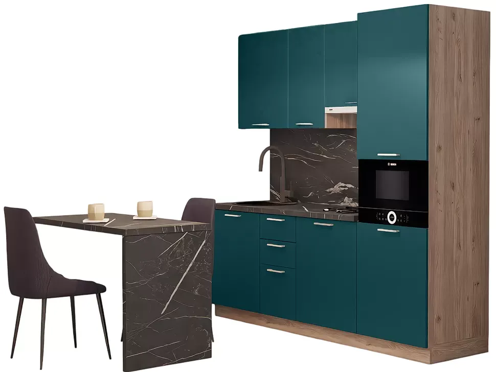 Модульна кухня 2200 зі столом 1200 МДФ фасади Idea LuxeForm Рост купити в Києві – Київ-Меблі™
