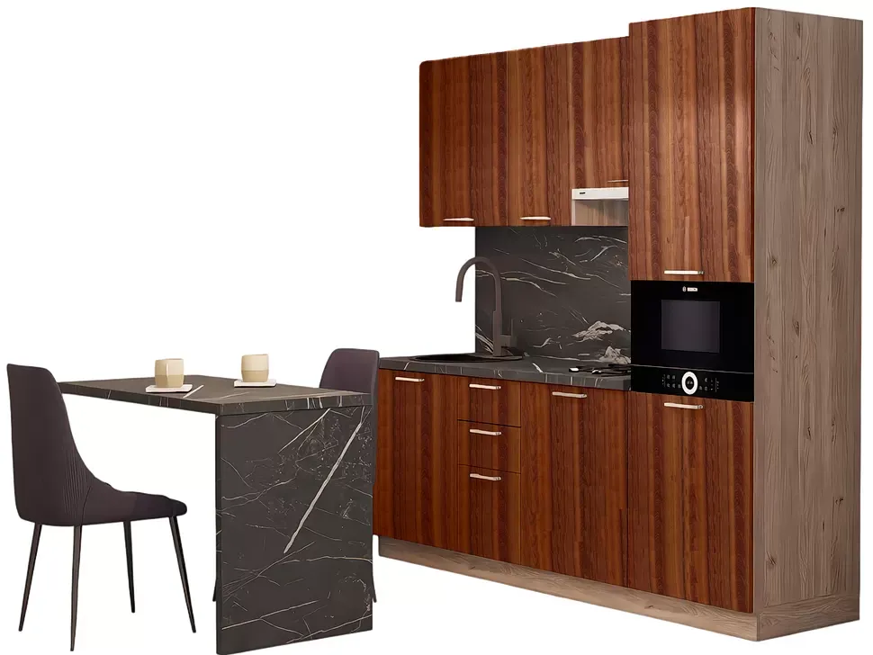 LuxeForm 38 Мм Дуб Карамель Модульна кухня 2200 зі столом 1200 МДФ фасади Idea LuxeForm Рост