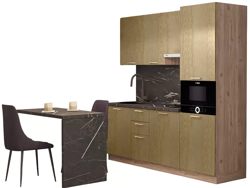 LuxeForm 38 Мм Дуб Пісочний Модульна кухня 2200 зі столом 1200 МДФ фасади Idea LuxeForm Рост