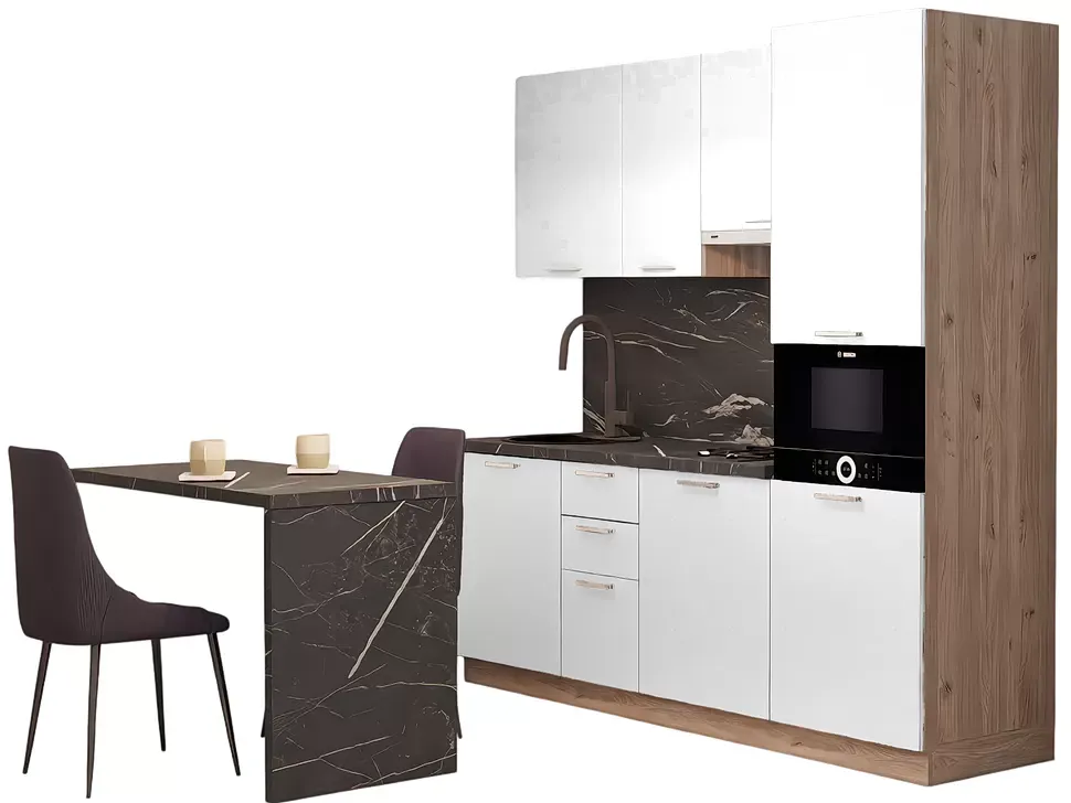 LuxeForm 38 Мм Маршмеллоу Модульна кухня 2200 зі столом 1200 МДФ фасади Idea LuxeForm Рост