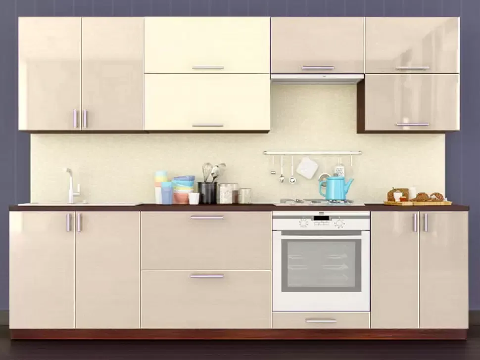 Двухцветная бежево-белая кухня Color-MIX VIP-Master 2.8 метра Двухцветная бежево-белая кухня Color-MIX VIP-Master 2.8 метра