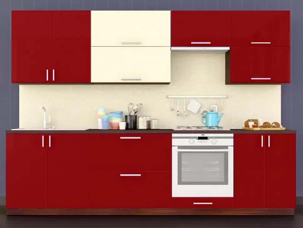 Двухцветная красно-белая кухня Color-MIX VIP-Master 2.8 метра Двухцветная красно-белая кухня Color-MIX VIP-Master 2.8 метра