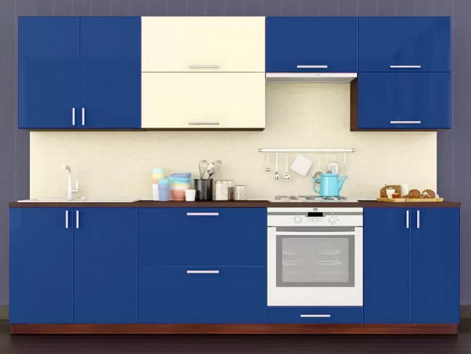 Двухцветная сине-белая кухня Color-MIX VIP-Master 2.8 метра Двухцветная сине-белая кухня Color-MIX VIP-Master 2.8 метра