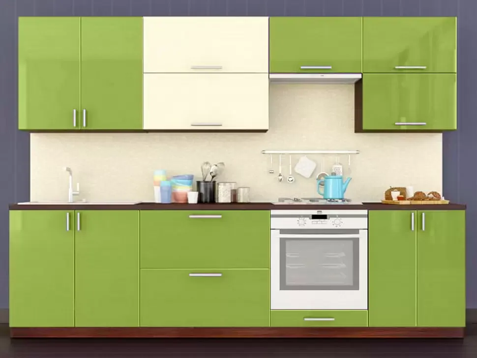 Двухцветная салатово-белая кухня Color-MIX VIP-Master 2.8 метра Двухцветная салатово-белая кухня Color-MIX VIP-Master 2.8 метра