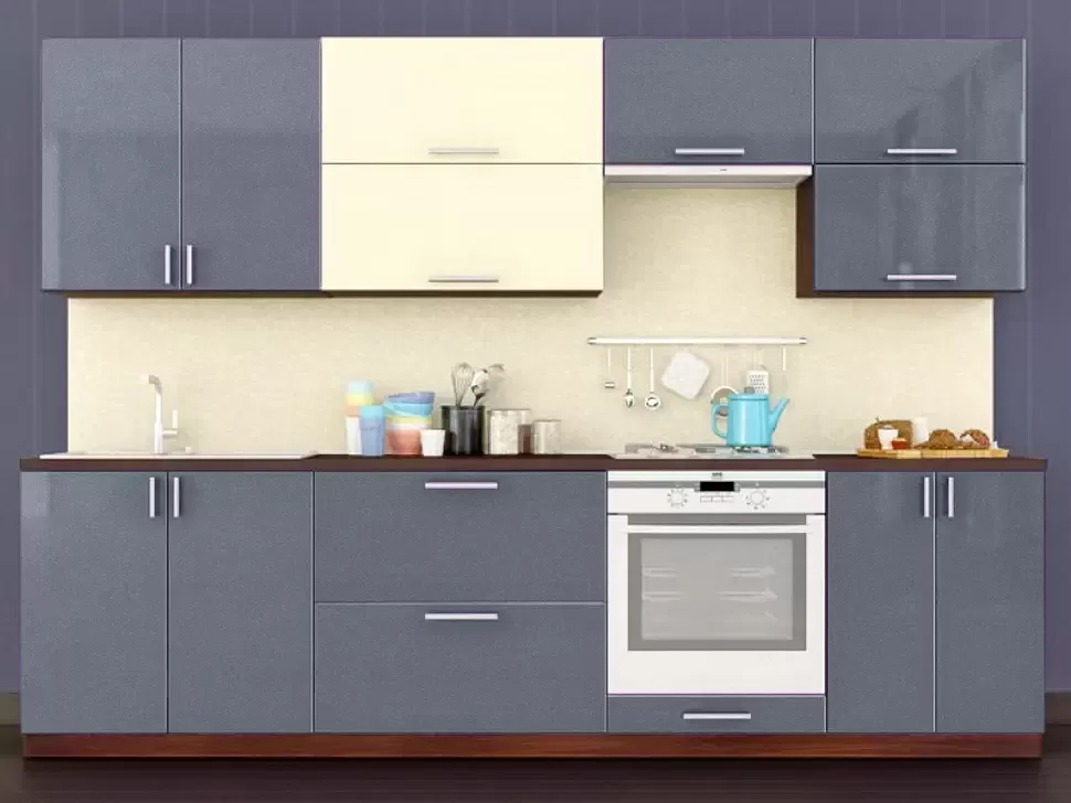Двухцветная бело-серый металлик кухня Color-MIX VIP-Master 2.8 метра Двухцветная бело-серый металлик кухня Color-MIX VIP-Master 2.8 метра