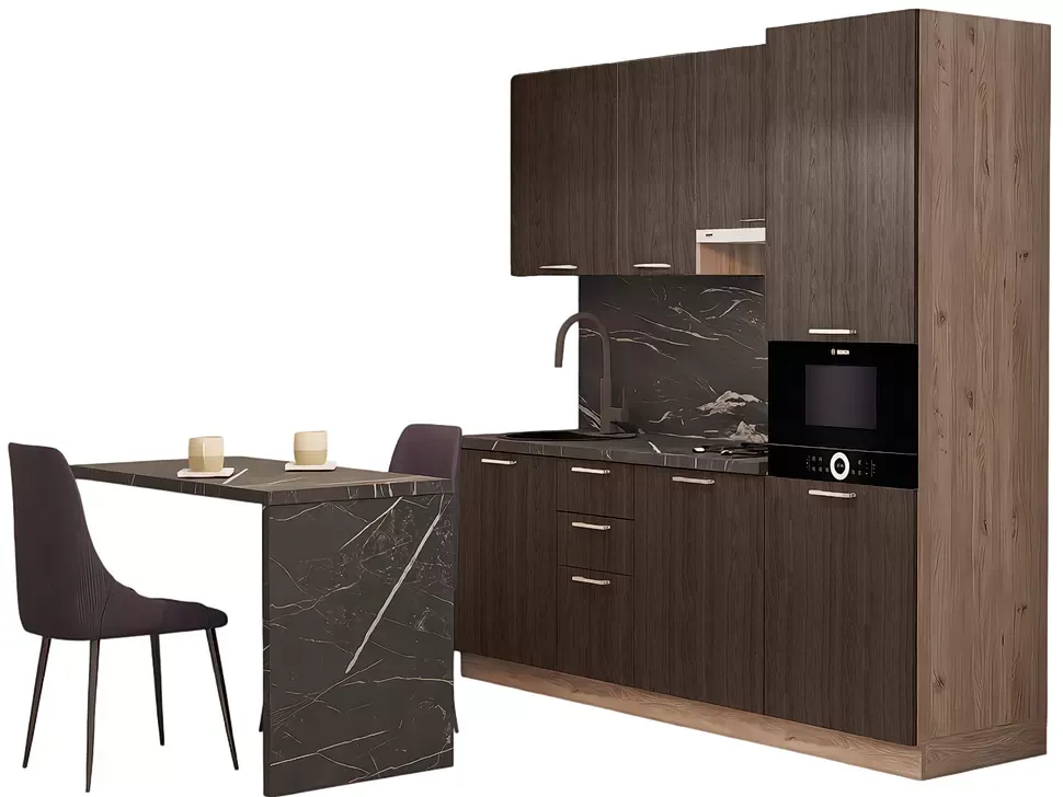 LuxeForm 38 Мм, Вяз Серый Модульная кухня Idea 2,2 м со столом 1,2 м фасады LuxeForm Рост LuxeForm 38 Мм, Вяз Серый Модульная кухня Idea 2,2 м со столом 1,2 м фасады LuxeForm Рост