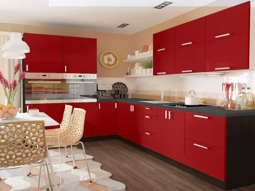 Красная угловая кухня Color-MIX VIP-Master 3200x2140x2000 Красная угловая кухня Color-MIX VIP-Master 3200x2140x2000