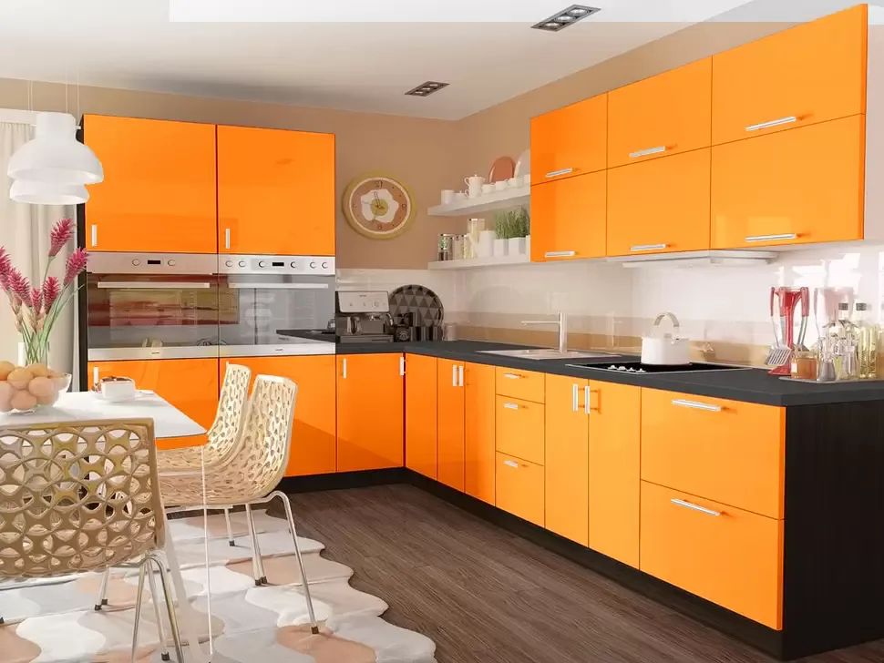 Оранжевая угловая кухня Color-MIX VIP-Master 3200x2140x2000 Оранжевая угловая кухня Color-MIX VIP-Master 3200x2140x2000