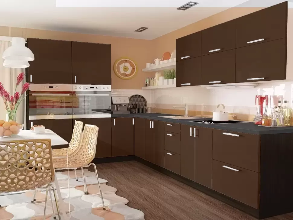 Коричневая угловая кухня Color-MIX VIP-Master 3200x2140x2000 Коричневая угловая кухня Color-MIX VIP-Master 3200x2140x2000