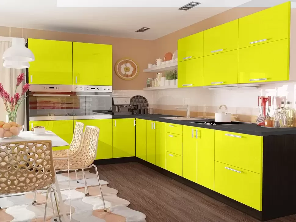 Желтый металлик угловая кухня Color-MIX VIP-Master 3200x2140x2000 Желтый металлик угловая кухня Color-MIX VIP-Master 3200x2140x2000