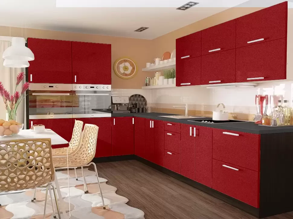Красный металлик угловая кухня Color-MIX VIP-Master 3200x2140x2000 Красный металлик угловая кухня Color-MIX VIP-Master 3200x2140x2000