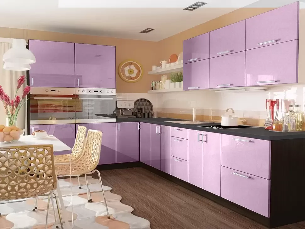 Розовый металлик угловая кухня Color-MIX VIP-Master 3200x2140x2000 Розовый металлик угловая кухня Color-MIX VIP-Master 3200x2140x2000