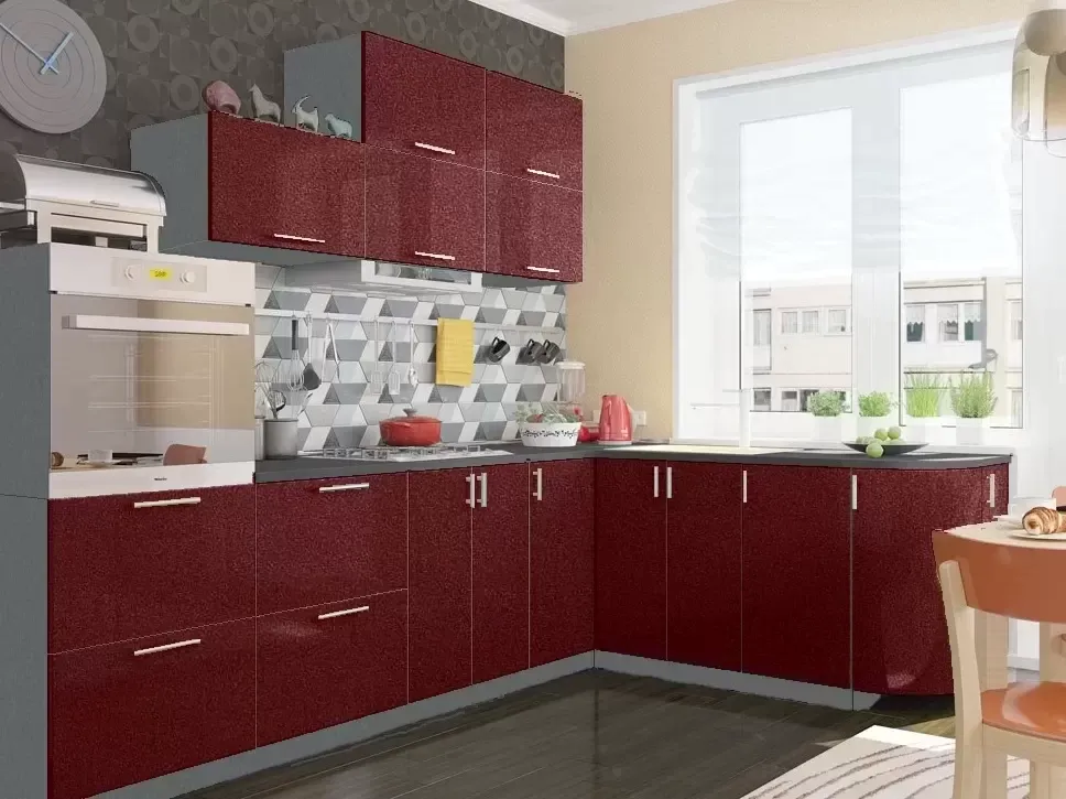 Бордо Металік Кутова кухня Мода 3,0×2,0 м Віп-Майстер