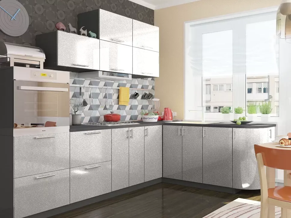 Срібло NEW Металік Кутова кухня Мода 3,0×2,0 м Віп-Майстер