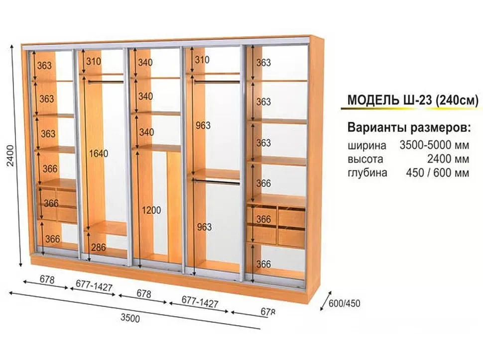 Шафа-купе чотиридверна Ш-23 3500x2400x450 Фенікс фото 2