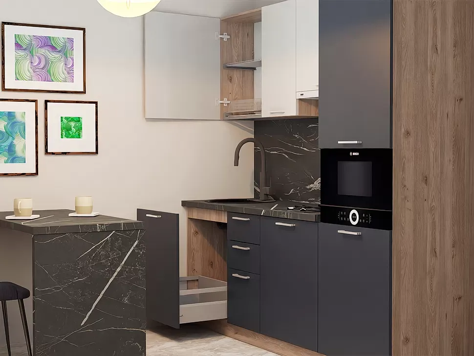 Модульна кухня 2200 зі столом 1200 МДФ фасади Acryl LuxeForm Рост фото 4