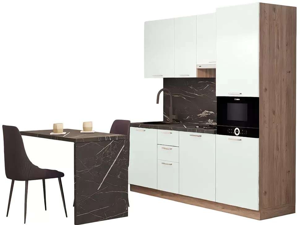 LuxeForm 38 Мм Білий Модульна кухня 2200 зі столом 1200 МДФ фасади Acryl LuxeForm Рост