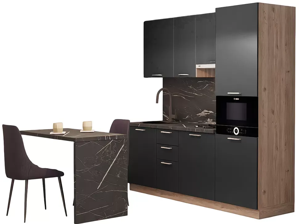 LuxeForm 38 Мм Графіт Модульна кухня 2200 зі столом 1200 МДФ фасади Acryl LuxeForm Рост