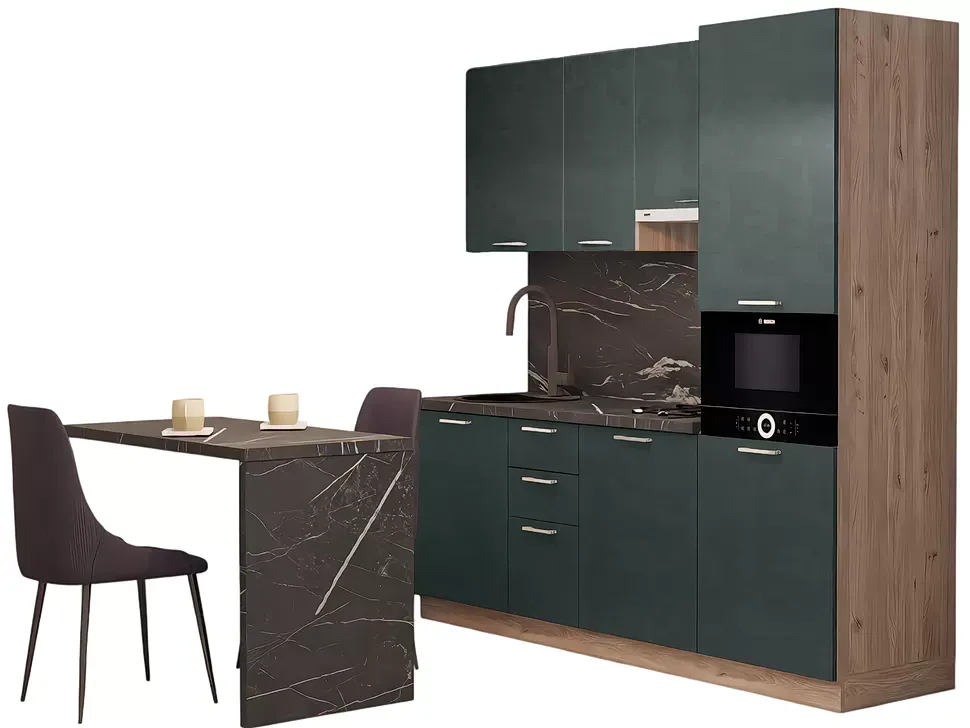 LuxeForm 38 Мм Гриджіо Модерн Модульна кухня 2200 зі столом 1200 МДФ фасади Acryl LuxeForm Рост